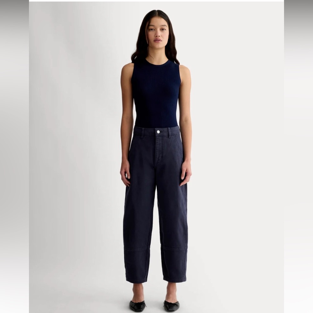 Everlane The Utility Barrel Pants Navy Blue Cotton Size 2